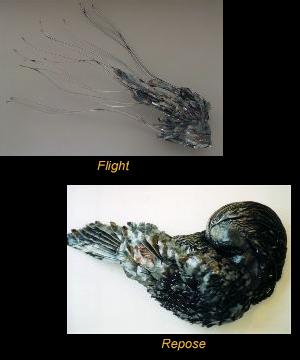 Wingy: steel sculpture by Canadian sculptor Hilary Clark Cole.